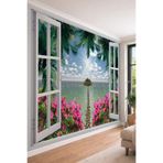 Pencere Önü Manzarası - Salon ve Mutfak İçin Tek Parça Tekstil Duvar Kağıdı, 200 x 150