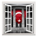 Pencere Poster Duvar Kağıdı Anıtkabir Türk Bayrağı Yapışkanlı Sticker