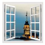 Pencere Poster Duvar Kağıdı Kız Kulesi Akşam Yapışkanlı Sticker