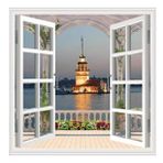 Pencere Poster Duvar Kağıdı Kız Kulesi Yapışkanlı Sticker