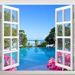 Pencere Poster Duvar Kağıdı Paradise Yapışkanlı Sticker