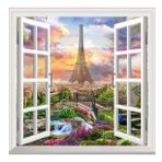 Pencere Poster Duvar Kağıdı Paris Kolaj Yapışkanlı Sticker