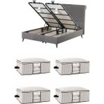 Pencereli Yatak Baza Altı Düzenleyici Hurç Tela Sağlam Fermuar Yapısı (4lü Paket) (64X45X22) - Beyaz
