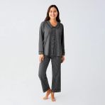 Penelope Cozy Collar Bebe Yaka Düğmeli Viskoz Pijama Takımı - Siyah / Xl - 000-Siyah