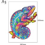 Pengfu Shop A3 Bukalemun Stili 3D Ahşap Oyuncaklar Gizemli Hayvan Şekli Renkli Ahşap Yapboz Bulmacalar Yetişkinler Için Tahta Oyunu Çocuklar Ahşap Hediye Kutusu ile Yapboz (Yurt Dışından)