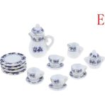 Pengfu Shop Açık Gri Tarzı Adet Dollhouse Minyatür Yemek Gereçleri Porselen Çay Seti Bulaşık Fincan Tabağı - Pembe Gül (Yurt Dışından) - Renkli