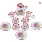 Pengfu Shop Çikolata Tarzı Adet Dollhouse Minyatür Yemek Gereçleri Porselen Çay Seti Bulaşık Fincan Tabağı - Pembe Gül (Yurt Dışından) - Renkli