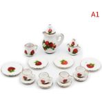 Pengfu Shop Erik Tarzı Adet Dollhouse Minyatür Yemek Gereçleri Porselen Çay Seti Bulaşık Fincan Tabağı - Pembe Gül (Yurt Dışından) - Renkli