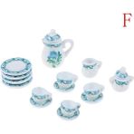 Pengfu Shop Koyu Gri Tarzı Adet Dollhouse Minyatür Yemek Gereçleri Porselen Çay Seti Bulaşık Fincan Tabağı - Pembe Gül (Yurt Dışından) - Renkli