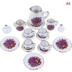 Pengfu Shop Koyu Haki Stili Adet Dollhouse Minyatür Yemek Gereçleri Porselen Çay Seti Bulaşık Fincan Tabağı - Pembe Gül (Yurt Dışından) - Renkli
