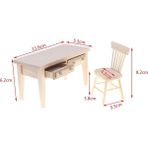 Pengfu Shop Siyah Stil Sıcak Satış！1 Takım Ahşap Masa Yazı Çalışma Masası Bilgisayar Koltuğu Okul Masası Mobilya Modeli Oyuncak Dollhouse Dekor (Yurt Dışından) - Renkli