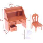 Pengfu Shop Stili Temizle Sıcak Satış！1 Takım Ahşap Masa Yazı Çalışma Masası Bilgisayar Koltuğu Okul Masası Mobilya Modeli Oyuncak Dollhouse Dekor (Yurt Dışından) - Renkli