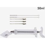 Pengfushop4 50ML 3 Iğne 2 Fırça Stili 3 Paslanmaz Çelik Iğneler Baharat Şırınga Seti Barbekü Et Lezzet Enjektörü Kithen Pişirme Sosu Marine I Aksesuarları (Yurt Dışından) - Renkli