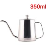 Pengfushop4 Gümüş 350ML Tarzı Drip Kettle 350ML 600ML Cof Tea Pot Non-Stick Coating Food Grade Stainless Steel Gooseneck Drip Kettle Swan Neck Thin Mouth (Yurt Dışından) - Kahve Eşyaları