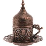 Pengfushop4 Koyu Bakır Tarzı Türk Kahvesi Fincanları ve Tabakları, Osmanlı Antika Vintage Tarzı Yunan Arap Kupa Porselen. Bakır Ev Dekorasyonu, Erkek Bayan Hediyesi (Yurt Dışından) - Kahve Eşyaları
