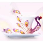 Pengfushop4 Mor Tarzı Avrupa Tarzı Seramik Kahve Fincanı Yaratıcı Kemik Çini 3D Emaye Renkli Porselen Çay Fincan Tabağı ve Kaşık Seti Drinkware (Yurt Dışından) - Kahve Eşyaları