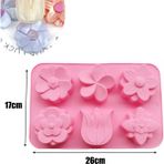 Pengfushop4 No.7 Tarzı Kek Mus Kalıp Gül Çiçek Krizantem Silikon Fırın Tepsisi Buz Küpü Tepsi Çikolata Şeker Jöle Buz Küpü Muffin El Yapımı Sabun (Yurt Dışından) - Renkli