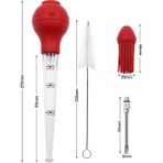 Pengfushop4 Silika Jel Kırmızı Stil Pişirme Mutfak Paslanmaz Çelik Kümes Hayvanları Barbekü Gıda Lezzet Baster Şırınga Tüp Pompa Pişirme Tavuk Hindi Kümes Hayvanları Et Barbekü Gıda (Yurt Dışından) - Et ve Kümes Hayvanları Araçları - Renkli