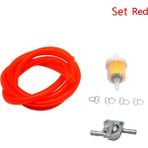 Pengfushop5 Kırmızı Set Stili Zs Motos 6mm Motosiklet Benzin Yakıt Musluğu Vanaları Açma Kapatma Anahtarı + Yağ Tüpü + Yağ Filtresi Inline Çekvalf Pit Dirt Bike Atv Utv Scooter (Yurt Dışından)