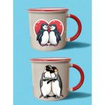 Penguen Ağzı Kırmızı Kupa - Yıldönümü Hediye, Babaya Doğum Günü Hediyesi - Bej