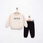 Penguen Desenli Erkek Bebek Sweatshirt ve Eşofman Alt Takımı - Karmelanj - 24 - 36 Ay