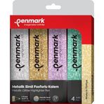 Penmark Fosforlu Kalem 4'lü Karışık Renk Simli