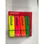 Penmark Neon Fosforlu Kalem HS-505, Sarı, Pembe, Turuncu, Yeşil, Kesik Uç, 1-5 mm, 4'lü Set