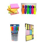 Pensan 13 Parça Renkli Tükenmez Kalem + Post-It + Fosforlu Kalem + A4 Post-It Seti Kırtasiye Seti