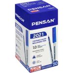 Pensan 2021 1.0 Üçgen Tükenmez Kalem 50 Adet - Mavi