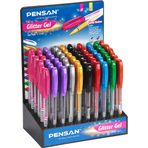 Pensan 2280 Renkli Jel Simli 1.0 mm 60'li Stand Tükenmez Kalem
