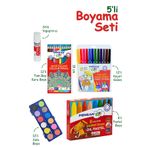 Pensan 5'li Boyama Seti - Kuru Boya Seti (kuruboya, Suluboya, Keçeli Kalem , Pastel , Stick Yapıştırıcı )