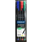 Pensan 6500 Fineliner 4'lü Set Su Bazlı Kokusuz Kalemler 0.4 mm Mavi Kırmızı Siyah Yeşil
