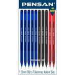 Pensan Büro 1.0 mm Tükenmez Kalem Seti 10 Adet - Renkli