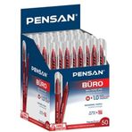 Pensan Büro 2270 Tükenmez Kalem, 1.0 mm, Kırmızı, Medium Uç, 50 Adet