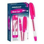Pensan Jel Kalem Jely Neon Pembe Jel Tukenmez Kalem (12 Li Paket)