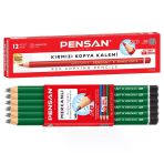 Pensan Mercanlı Kurşun Kalem Hb 12'Li + Kırmızı Kopya Kalemi 12'Li