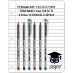 Pensan My-Tech 0.7 mm Tükenmez Kalem Seti 2 Mavi 2 Kırmızı 2 Siyah Renkli Kalemler
