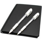 Pensan Sanatsal Çizim Seti Spiral Ciltli 40 Sayfa Siyah Defter 2 Beyaz Kalem 17x24 cm 3'lü