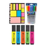 Pensan Tribal Tükenmez Kalem + Fixpoint 5 Renk Fosforlu Kalem + A4 15 Parça Post-It