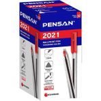 Pensan Üçgen Tükenmez Kalem 50 Adet Kırmızı 1.0 mm Dayanıklı ve Uzun Süreli Kullanım için