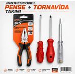 Pense-Düz Tornavida-Yıldız Tornavida-Kontrol Kalemi 4lü Set