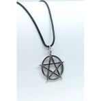 Pentagram Yıldızı Gümüş Kaplama Deri İp Kolye