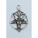 Pentagram Yıldızı Keçi Kafası Gümüş Kaplama Kolye Ucu