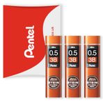 Pentel Ain Stein Mekanik Dolum Uçları - Otomatik/Mekanik Kalemler için - Pentel Yastık Ambalajında - 0,5 mm 3B Sınıfı - 3'lü Paket (120 Uç)