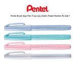 Pentel Brush Fırça Uçlu Pastel Renkler 4'lü İmza Kalemi