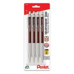 Pentel GraphGear 500 mekanik çizim kalemi, (0,3 mm), ekstra ince çizgi, kahverengi namlu, 4'lü paket (PG523BP4E)