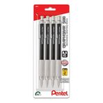 Pentel GraphGear 500 mekanik çizim kalemi, (0,5 mm), ince çizgi, siyah namlu, 4'lü paket (PG525BP4A)