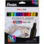 Pentel Pointliner 0.4Mm 12'Li Fineliner Kalem Seti / S40-12