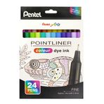 Pentel Pointliner colour S40 keçeli kalem, boya mürekkebi, 0,4 mm, 24'lü set, çeşitli renklerde