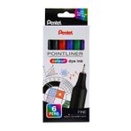 Pentel Pointliner colour S40 keçeli kalem, boya mürekkebi, 0,4 mm, 6'lı set, çeşitli renklerde